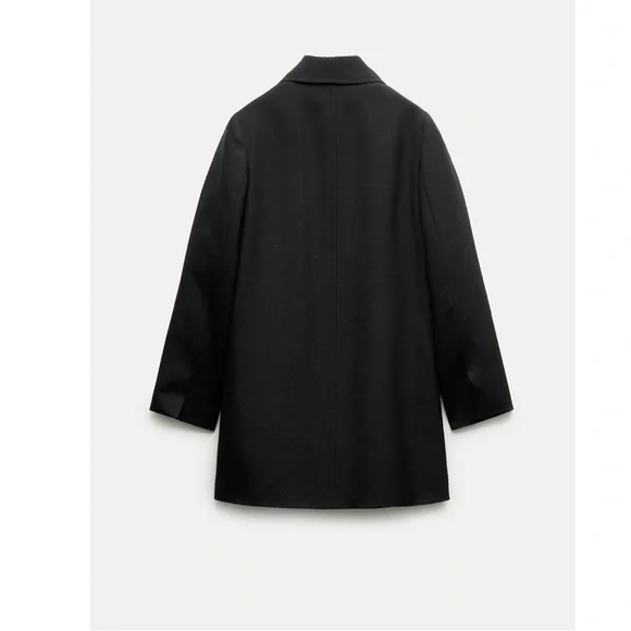 Zara Wool Blend Frock Coat Jacket Lapel collar ZW Collection Black size S NWT - Picture 5 of 16